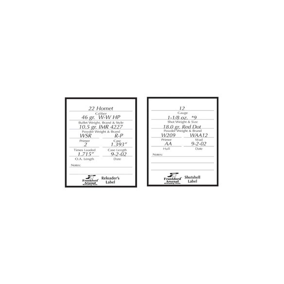 Pistol and Rifle Reloader's Labels - 100 Pack | Frankford Arsenal